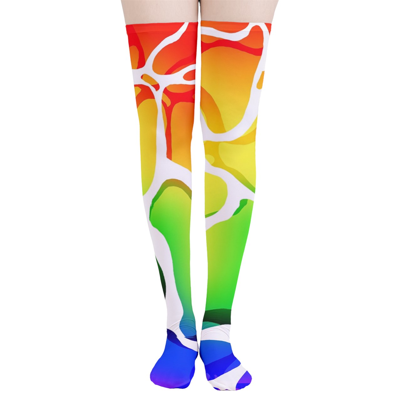 Rainbow Beach Wave Thigh High Socks