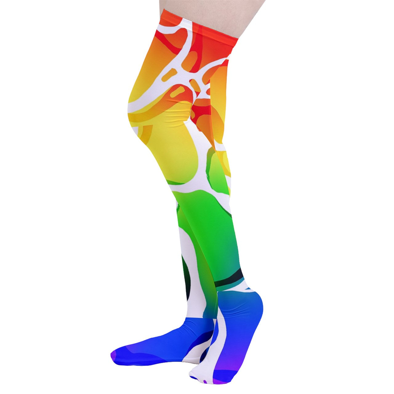 Rainbow Beach Wave Thigh High Socks