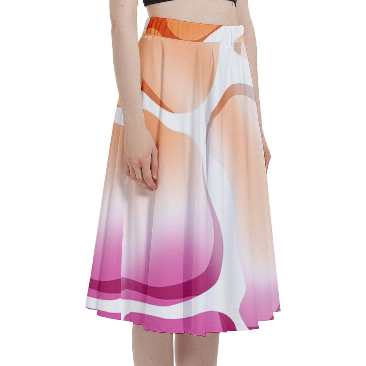 Sapphic Beach Waves A-Line Skirt with Pockets