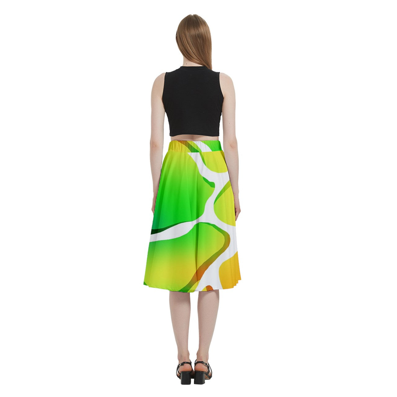 Rainbow Beach Waves A-Line Skirt with Pockets