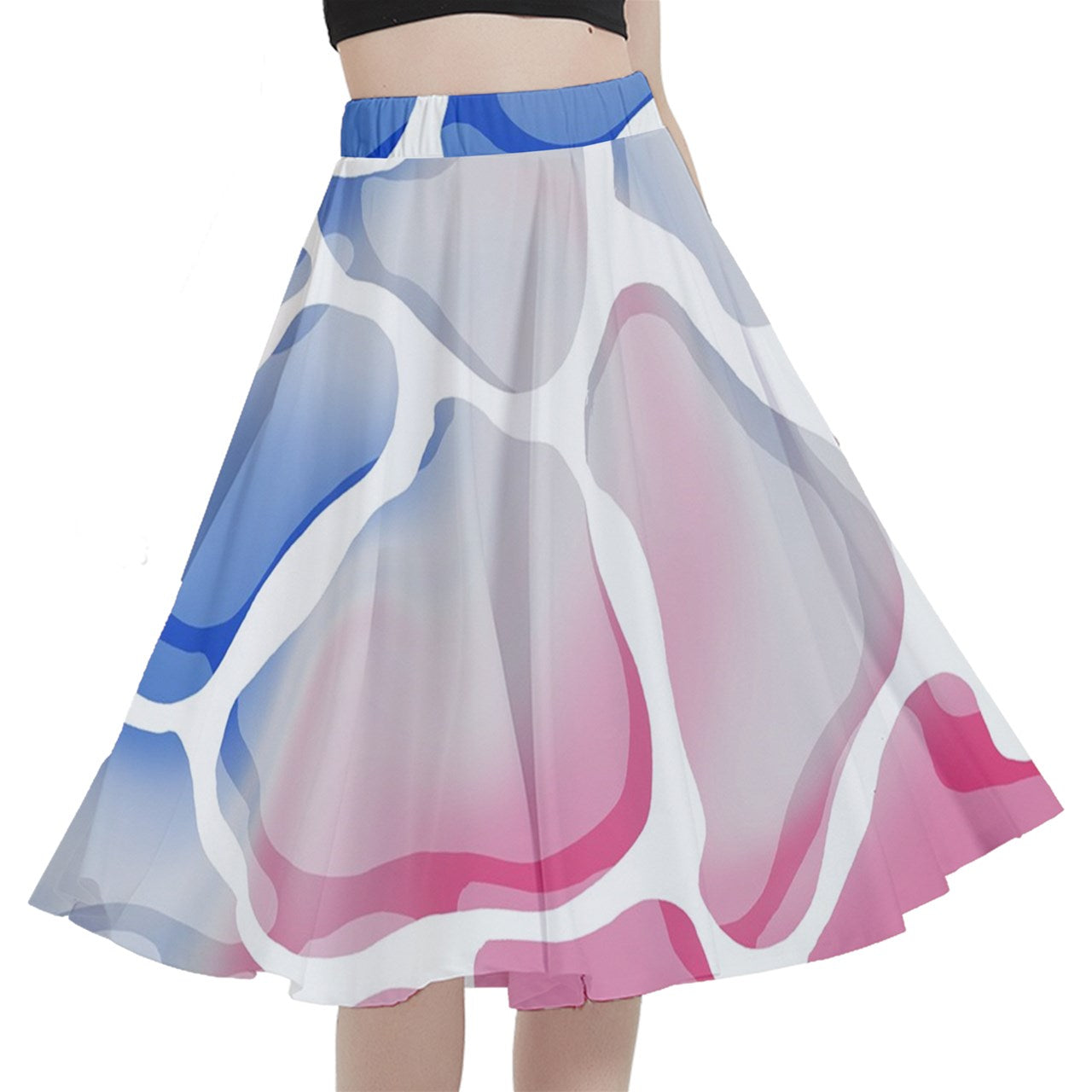 Trans Beach Waves A-Line Skirt with Pockets