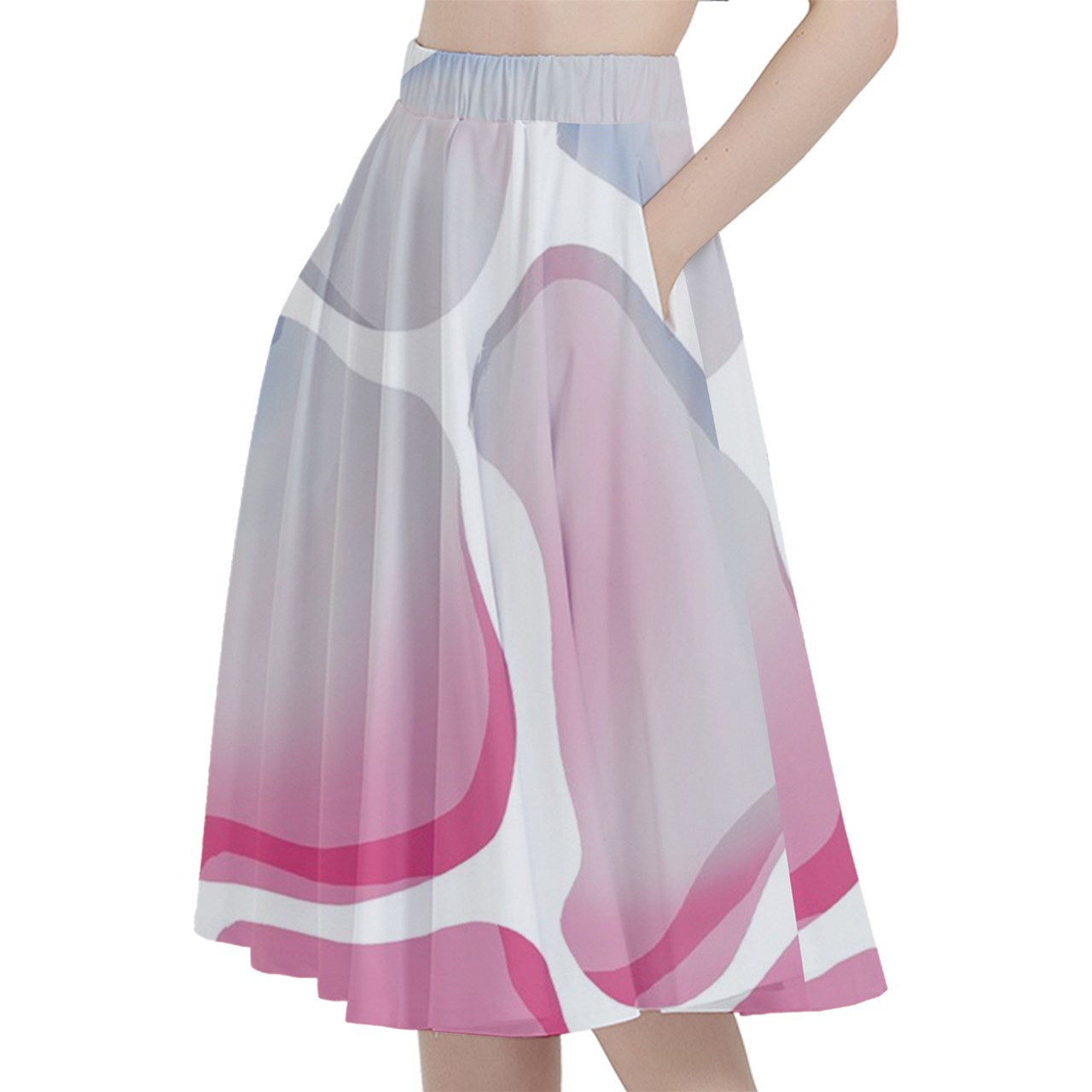 Trans Beach Waves A-Line Skirt with Pockets