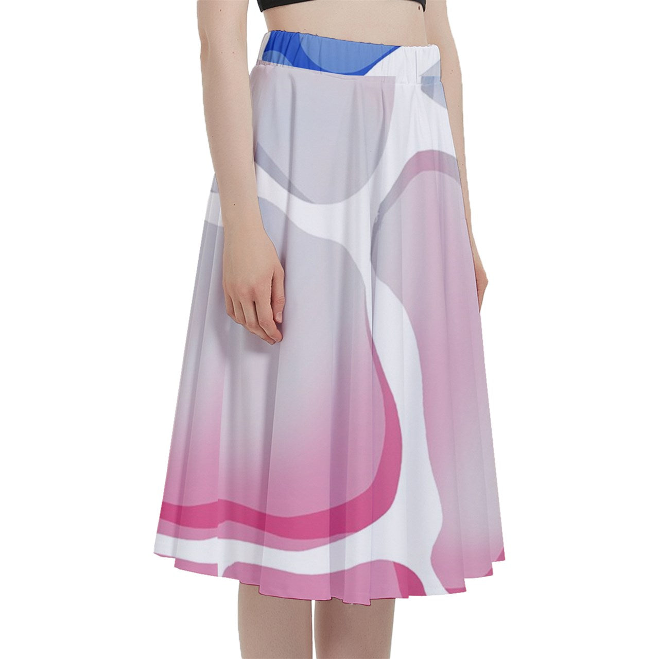 Trans Beach Waves A-Line Skirt with Pockets