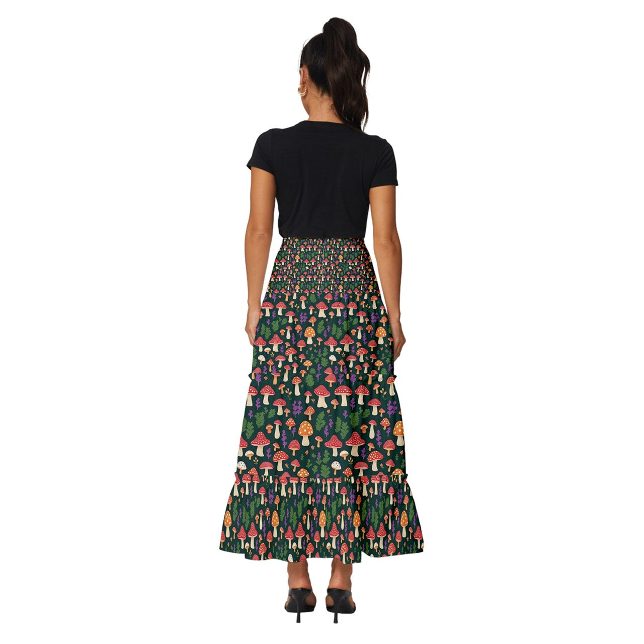 Mushie Madness Tiered Ruffle Maxi Skirt