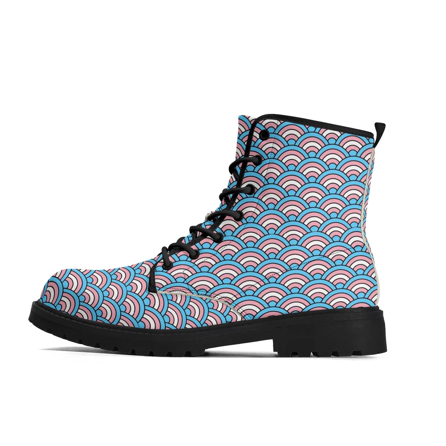 Vintage Wallpaper Trans Vegan Leather Boots (Men's Sizes)