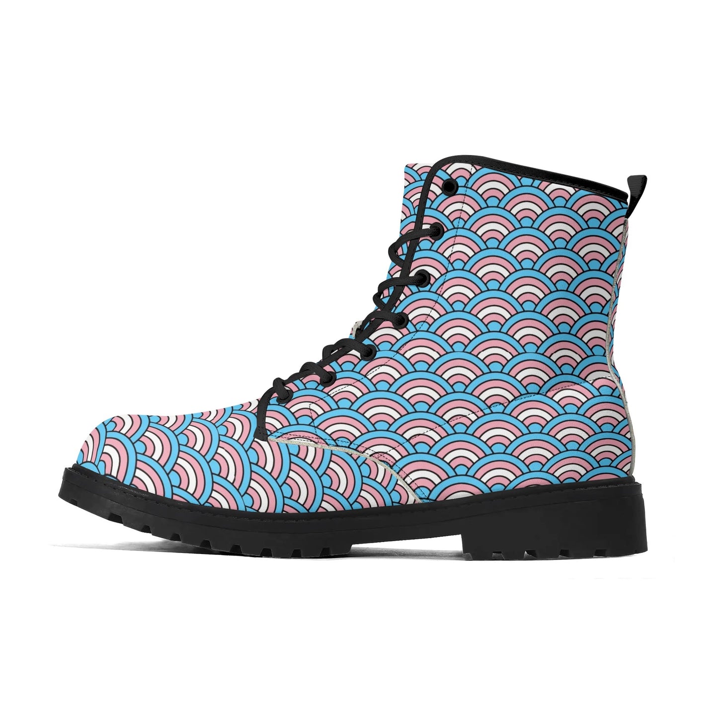 Vintage Wallpaper Trans Vegan Leather Boots (Men's Sizes)