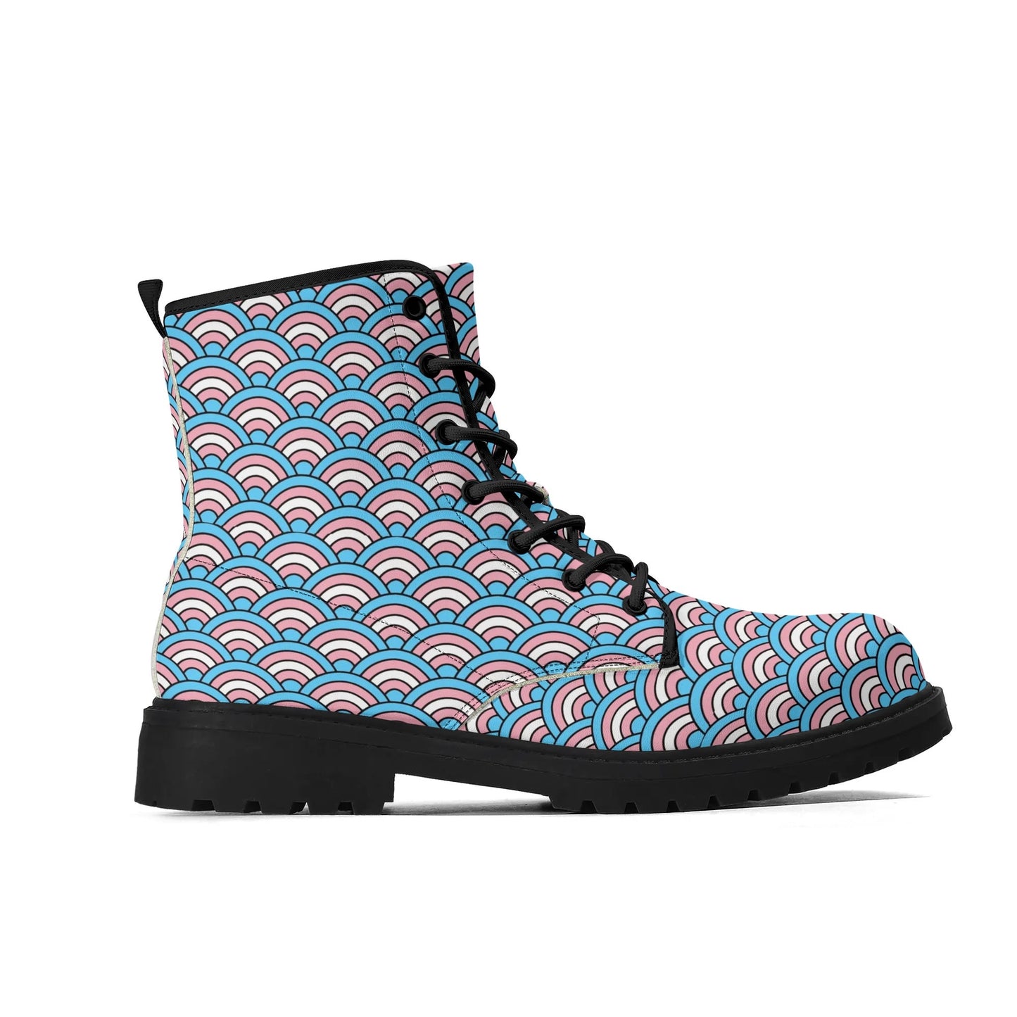 Vintage Wallpaper Trans Vegan Leather Boots (Men's Sizes)